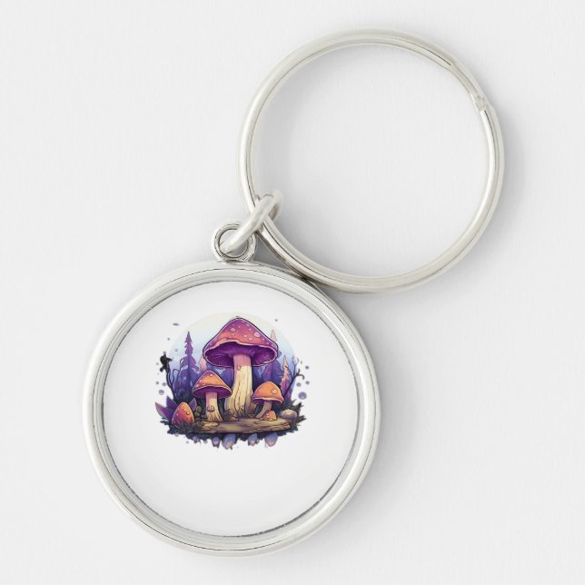 Whimsigoth Mushrooms And Crystals Classic Key Ring (Front)