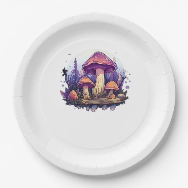 Whimsigoth Mushrooms And Crystals Classic Paper Plate (Front)