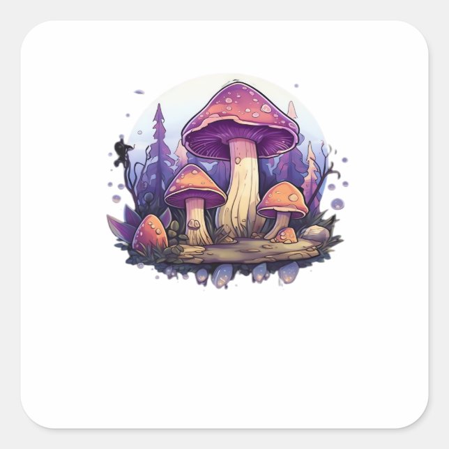 Whimsigoth Mushrooms And Crystals Classic Square Sticker (Front)