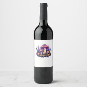Whimsigoth Mushrooms And Crystals Classic Wine Label