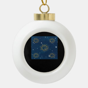 Whimsigoth Night Sky Sun Moon Witchy Classic Desig Ceramic Ball Christmas Ornament