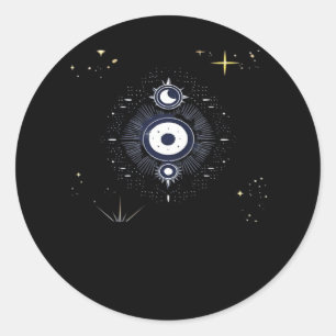Whimsigoth Night Sky Sun Moon Witchy Classic Vinta Classic Round Sticker
