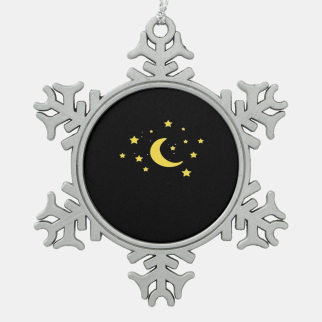 Whimsigoth Night Sky Sun Moon Witchy Snowflake Pewter Christmas Ornament (Front)