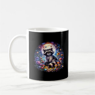 Whimsigoth Raccoon By Moonlight, Cute Colorful Fan Coffee Mug
