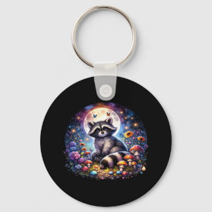 Whimsigoth Racoon By Moonlight, Cute Colourful Fan Key Ring