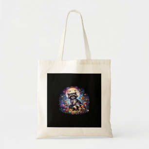 Whimsigoth Racoon By Moonlight, Cute Colourful Fan Tote Bag