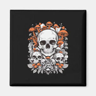 Whimsigoth Skulls & Mushrooms Vintage Botanical Ae Magnet