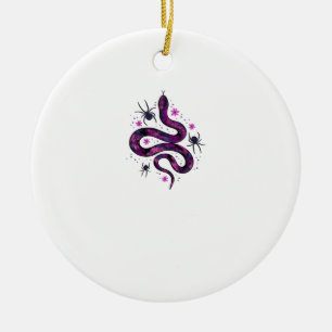 Whimsigoth Snake Flowers Classic Ceramic Ornament