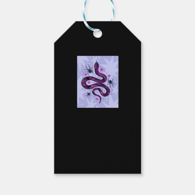 Whimsigoth Snake Spiders Flowers Gift Tags (Front)