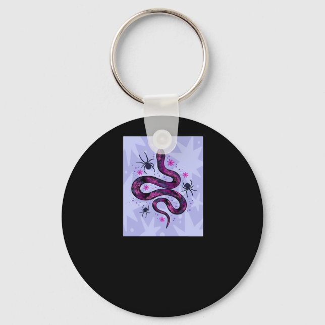 Whimsigoth Snake Spiders Flowers Key Ring (Front)