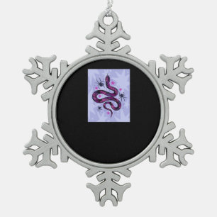 Whimsigoth Snake Spiders Flowers Snowflake Pewter Christmas Ornament