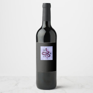 Whimsigoth Snake Spiders Flowers Wine Label