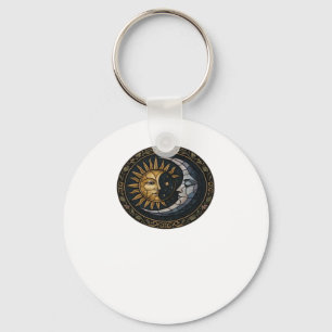 Whimsigoth Stained Glass Moon And Sun Classic Key Ring