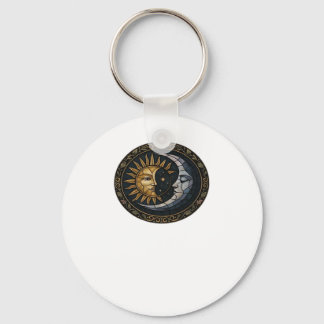 Whimsigoth Stained Glass Moon And Sun Classic Key Ring