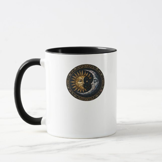 Whimsigoth Stained Glass Moon And Sun Classic Mug (Left)