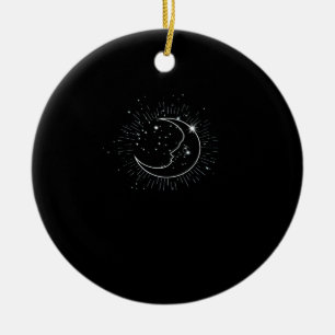 Whimsigoth Starry Night Moon Witchy Classic Ceramic Ornament