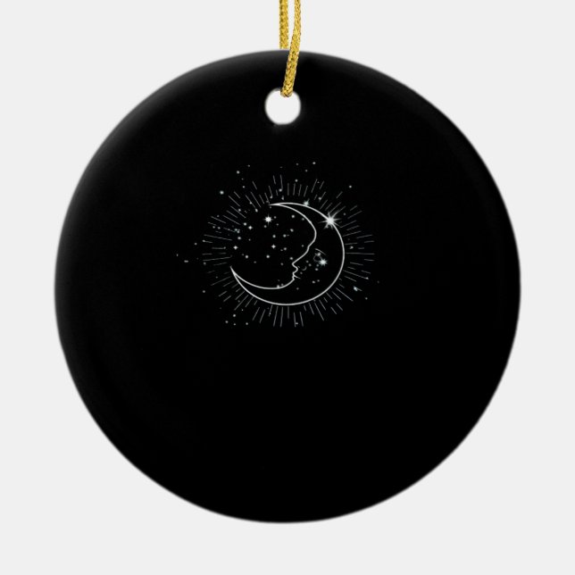 Whimsigoth Starry Night Moon Witchy Classic Ceramic Ornament (Front)