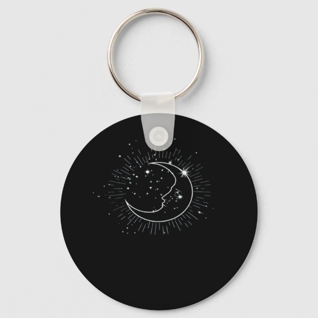 Whimsigoth Starry Night Moon Witchy Classic Key Ring (Front)