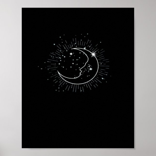 Whimsigoth Starry Night Moon Witchy Classic Poster (Front)