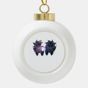 Whimsigoth Starry Night Sun Moon Witchy Classic Ceramic Ball Christmas Ornament