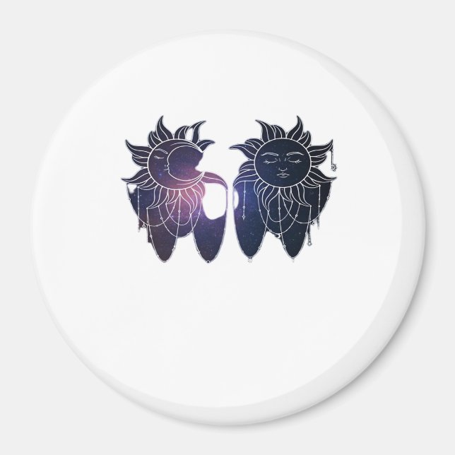 Whimsigoth Starry Night Sun Moon Witchy Classic Magnet (Front)
