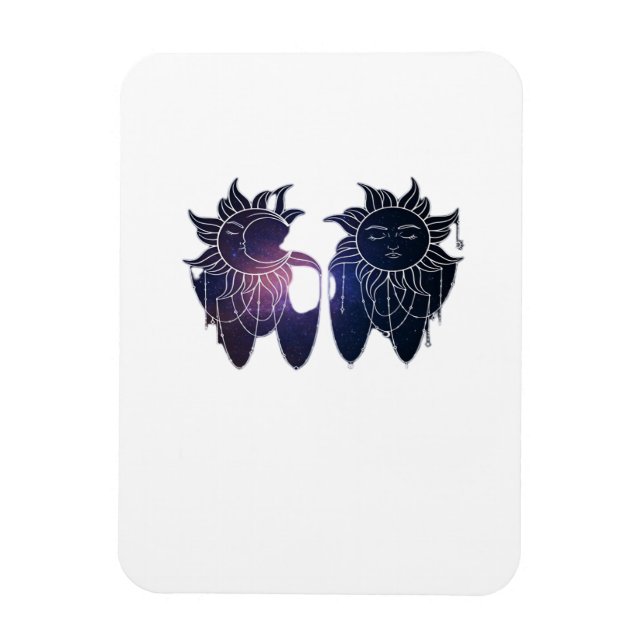 Whimsigoth Starry Night Sun Moon Witchy Classic Magnet (Vertical)