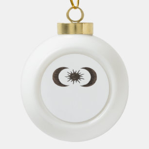 Whimsigoth Sun And Moons Ceramic Ball Christmas Ornament