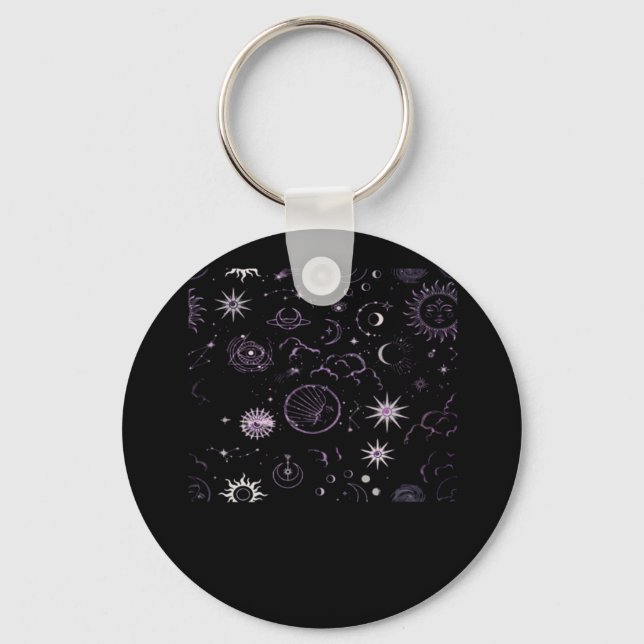 Whimsigoth Sun Moon Witchy Classic Key Ring (Front)