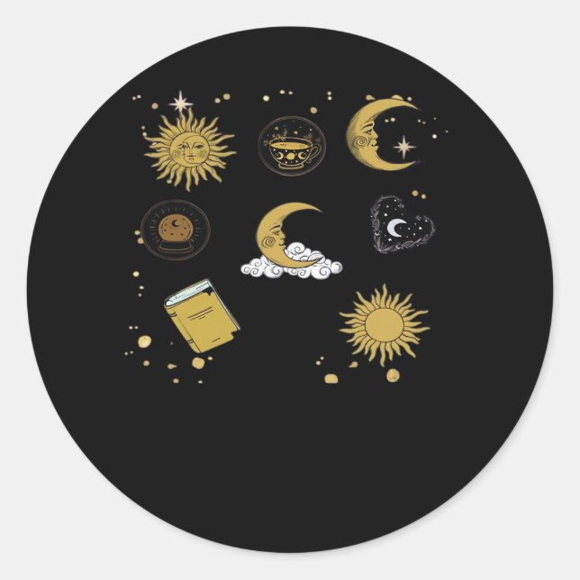 Whimsigoth Sun Moon Witchy Classic Round Sticker (Front)