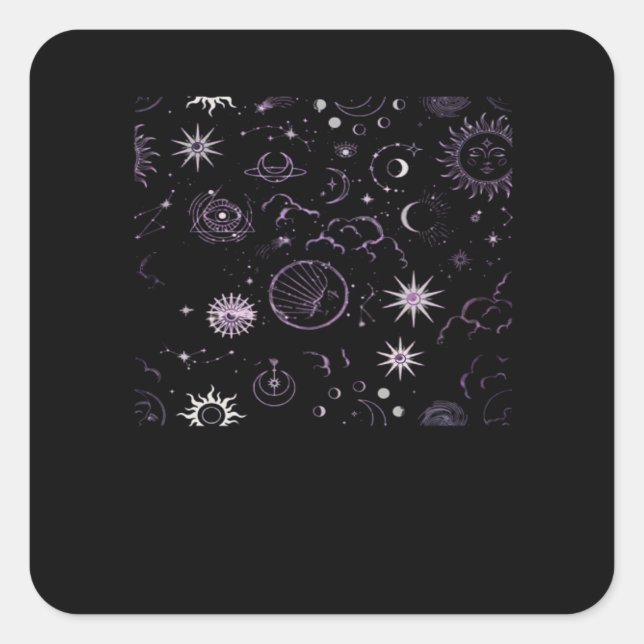 Whimsigoth Sun Moon Witchy Classic Square Sticker (Front)