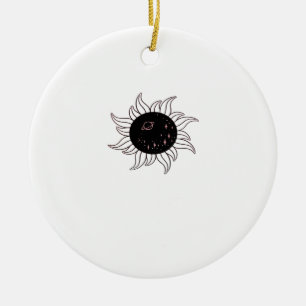 Whimsigoth Sun Space Mountains And Sunset Ceramic Ornament
