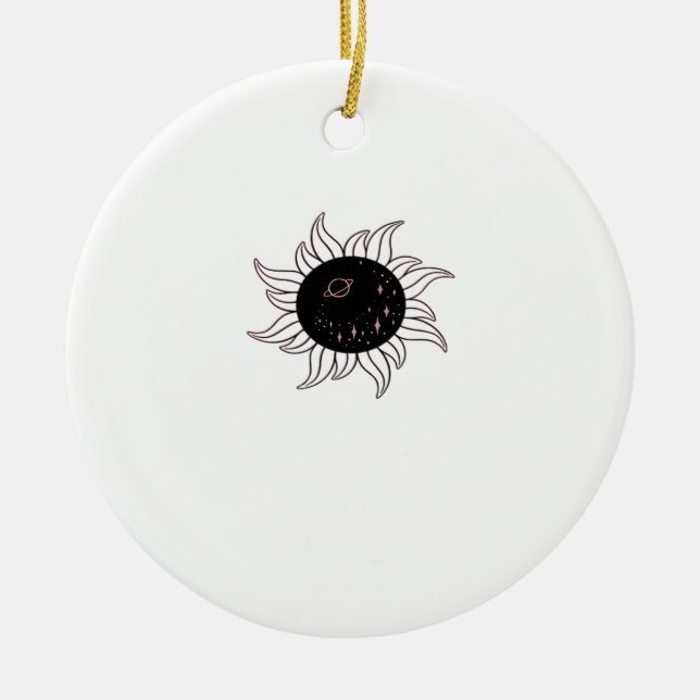 Whimsigoth Sun Space Mountains And Sunset Ceramic Ornament (Front)