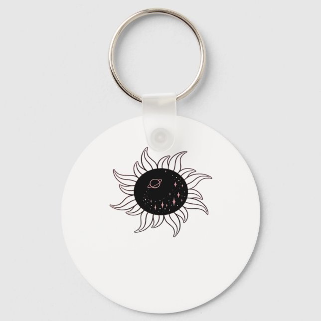 Whimsigoth Sun Space Mountains And Sunset Key Ring (Front)