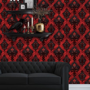 Whimsigoth Very Detailed Red and Black Wallpaper