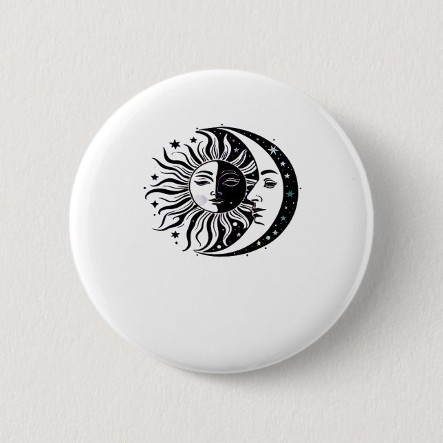 Whimsigoth Watercolour Sun Moon Witchy Classic 6 Cm Round Badge (Front)