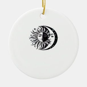 Whimsigoth Watercolour Sun Moon Witchy Classic Ceramic Ornament