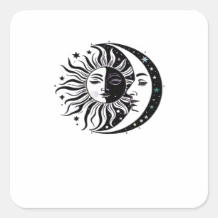 Whimsigoth Watercolour Sun Moon Witchy Classic Square Sticker