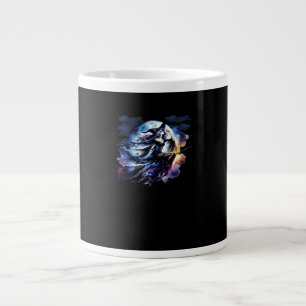 Whimsigoth Witch Flying Over Full Moon Women Kids  Large Coffee Mug