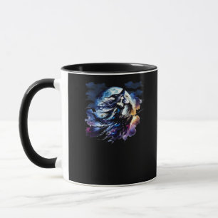 Whimsigoth Witch Flying Over Full Moon Women Kids  Mug