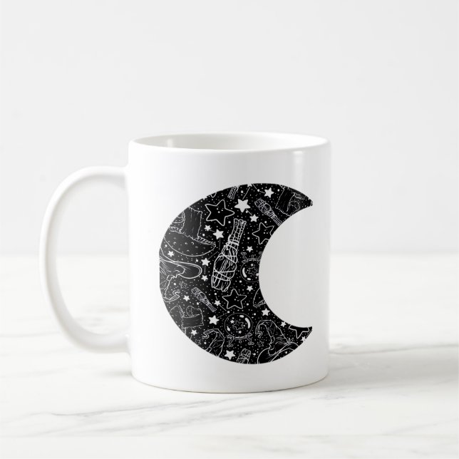 Whimsigoth Witch Moon Wicca Kawaii Goth Tattoo Ast Coffee Mug (Left)