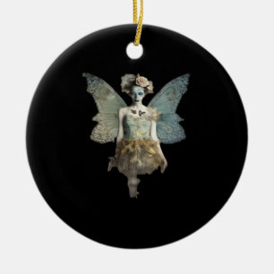 Whimsigoth Zombie Fairy Old Timey Gothic Moody Art Ceramic Ornament