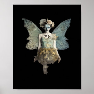 Whimsigoth Zombie Fairy Old Timey Gothic Moody Art Poster