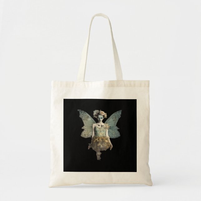 Whimsigoth Zombie Fairy Old Timey Gothic Moody Art Tote Bag (Front)