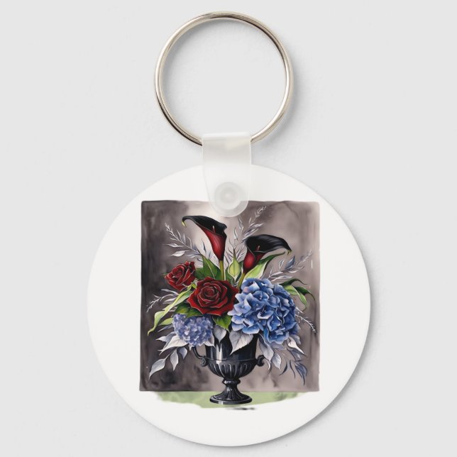 Whimsigothic – Gothic Floral Vase Aesthetic Classi Key Ring (Front)
