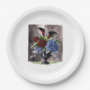 Whimsigothic – Gothic Floral Vase Aesthetic Classi Paper Plate