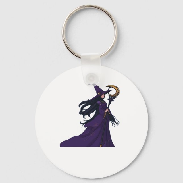 Whimsigothic Moon Witch Key Ring (Front)