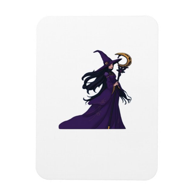 Whimsigothic Moon Witch Magnet (Vertical)