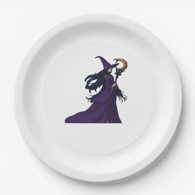 Whimsigothic Moon Witch Paper Plate (Front)