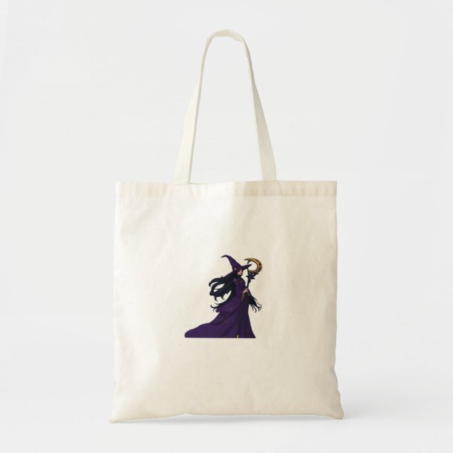 Whimsigothic Moon Witch Tote Bag (Front)