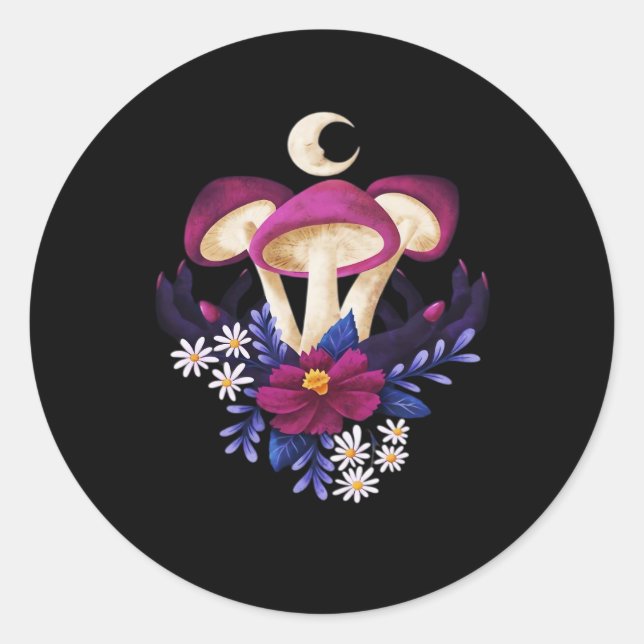 Whimsigothic Mushrooms Classic Classic Round Sticker (Front)